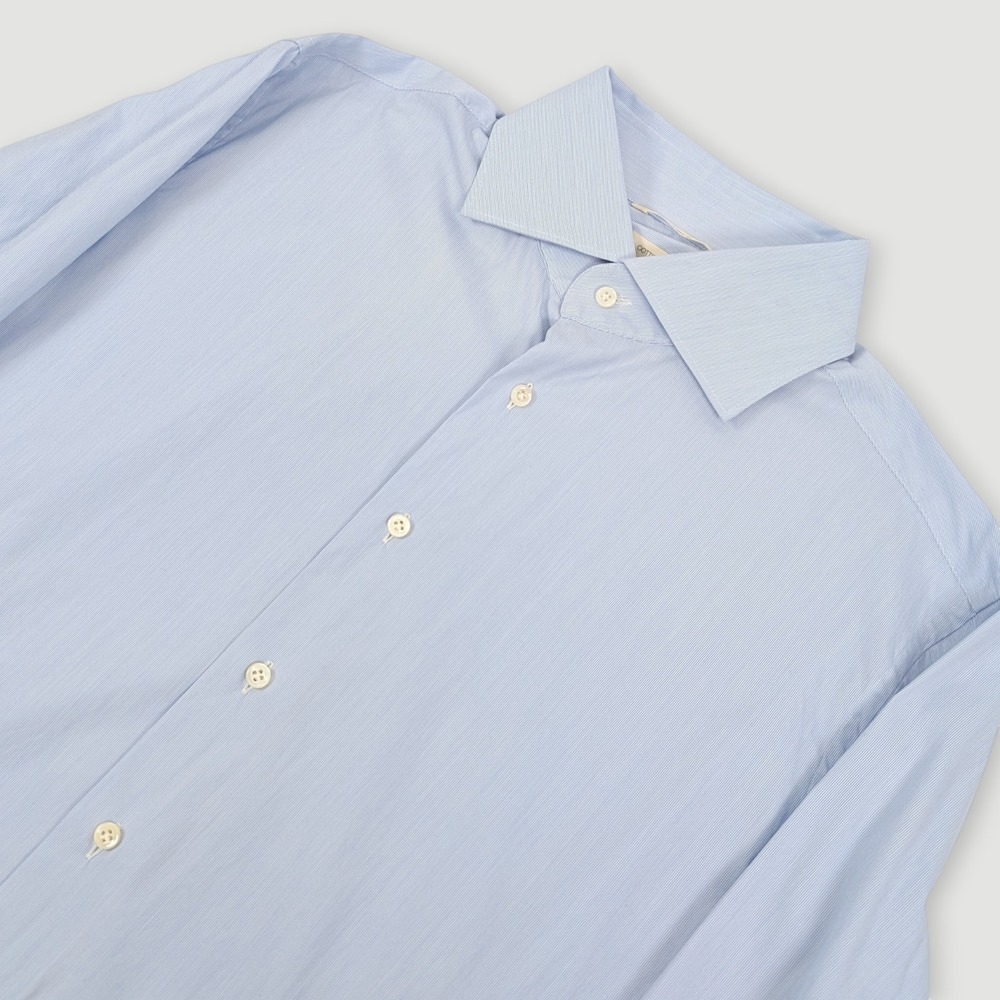 Suit Supply Tessitura Monti Cotton Stretch Dress Shirt Men 16.5-42 Blue Ex-Slim